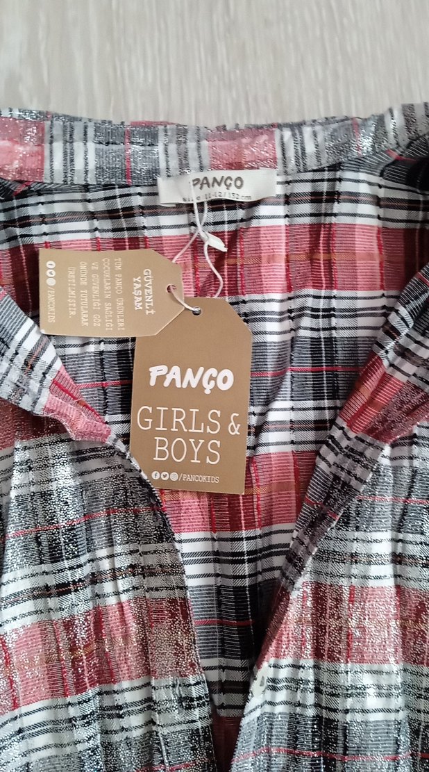 Bol Kesim Gri Düğmeli Kız panço - Görsel 2