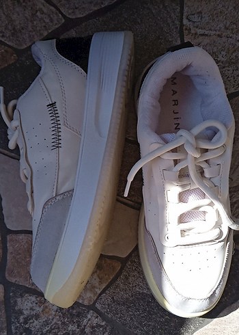 Beyaz Bağcıklı Kadın Spor Ayakkabı - Görsel 5