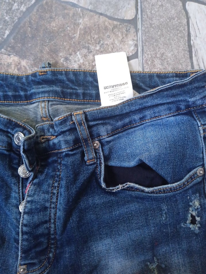 Desquard2 Erkek Lacivert Yırtık Denim Jean - Görsel 3
