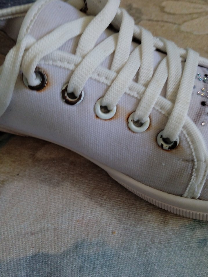 Beyaz Payetli Nakışlı Kadın Spor Ayakkabı - Görsel 3