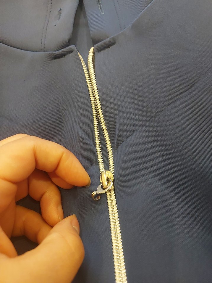 Kapüşonlu Fermuarlı Mavi Kadın Ceket - Görsel 2