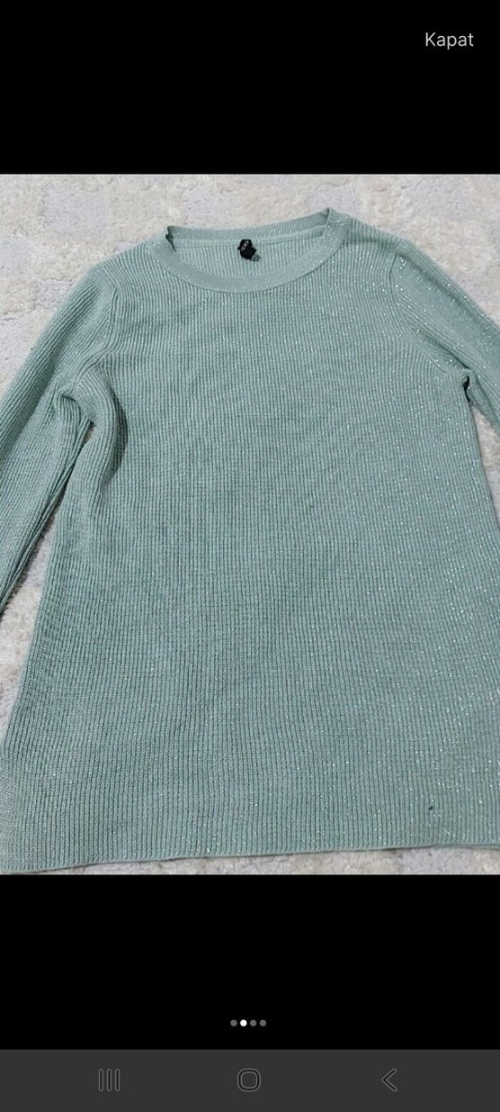 Gri Kadın Triko Uzun Kollu Sweatshirt - Görsel 2