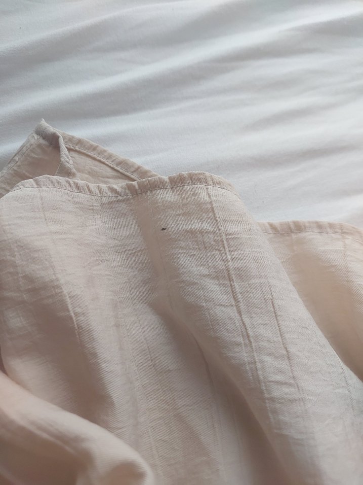 Bej Kadın Keten Gömlek, Düğmeli, Salaş Kesim - Görsel 3