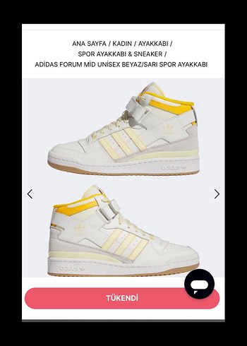 Adidas Sarı Bantlı Platform Spor Ayakkabı