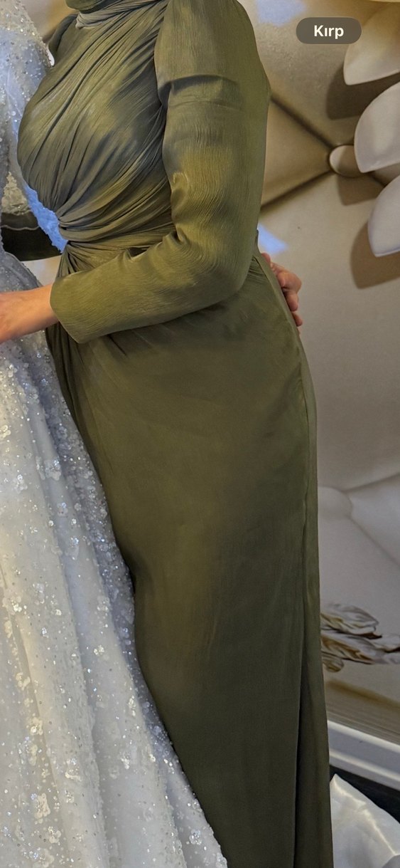 Klasik Şıklıkta Drapeli Uzun Kadın Abiye Elbise - Görsel 2