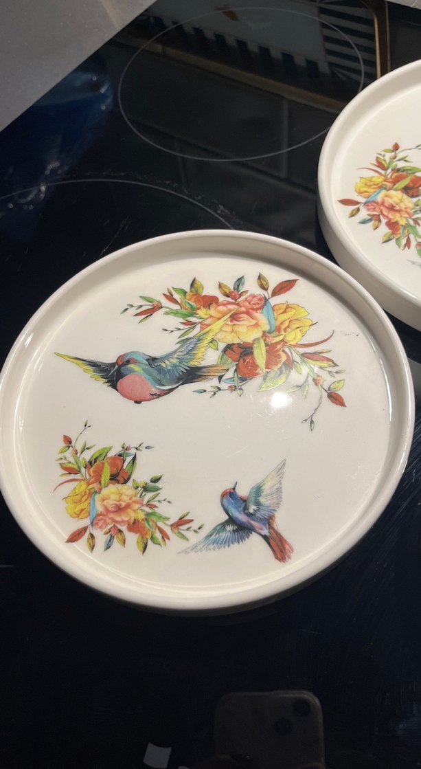 Çiçek ve Kuş Desenli Vintage Tabak Seti - Görsel 5