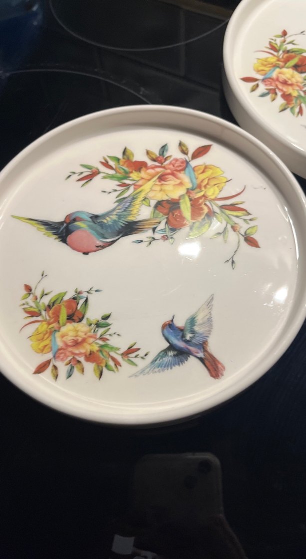 Çiçek ve Kuş Desenli Vintage Tabak Seti - Görsel 3