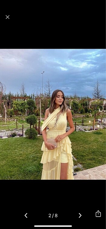 Zara Nil evgar sarı abiye elbise