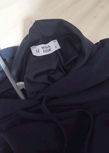 xl Beden Kadın Lacivert Uzun Kollu Kapüşonlu tunik takımı