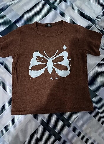 m Beden kahverengi Renk Y2k kısa kollu crop