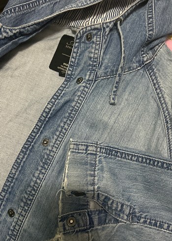 s Beden Düğmeli Mavi Kadın Denim Ceket