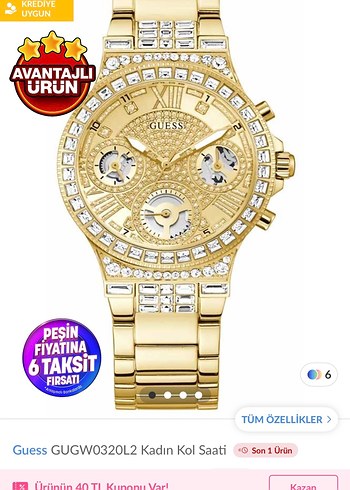 Beden altın Renk #guess orjinal kadın kol saati