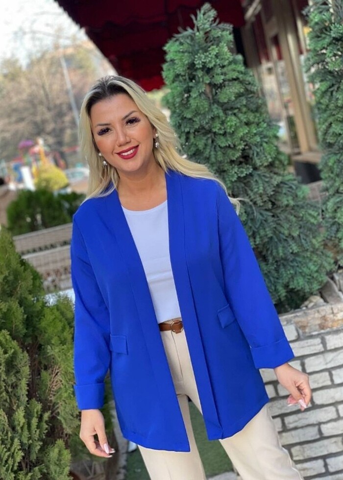 Krep kumaş blazer ceket - Görsel 3