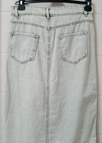 Gri Uzun Denim Etek Yırtmaçlı - Görsel 10