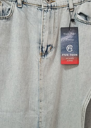 Gri Uzun Denim Etek Yırtmaçlı - Görsel 4