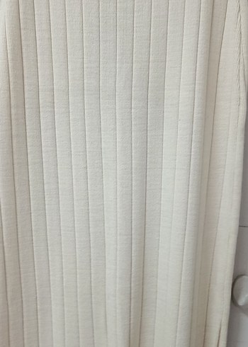 Düğmeli Beyaz Triko Uzun Etek - Görsel 9