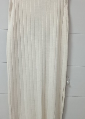 Düğmeli Beyaz Triko Uzun Etek - Görsel 10