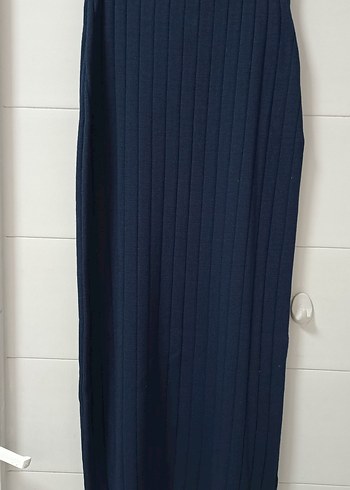 Düğmeli Lacivert Uzun Kadın Etek - Görsel 7