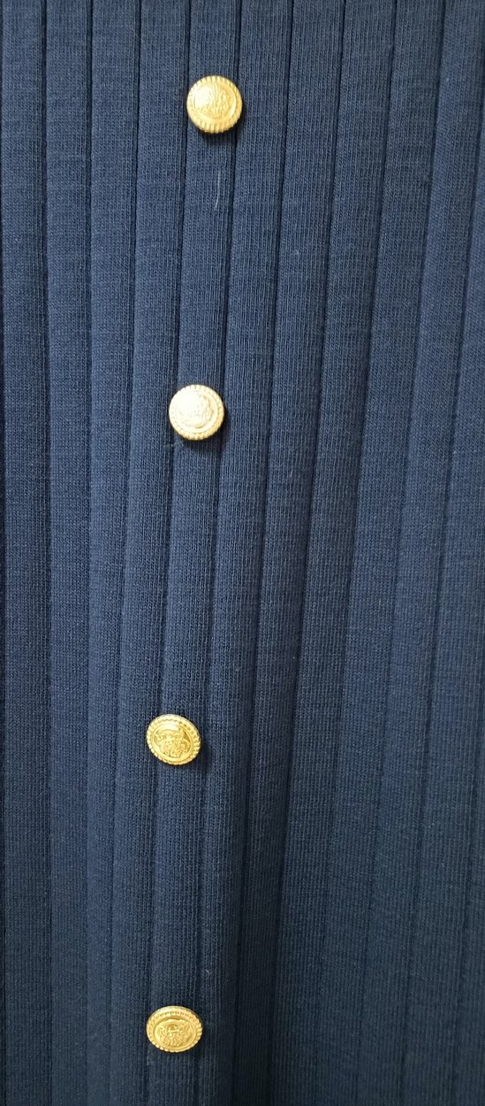 Düğmeli Lacivert Uzun Kadın Etek - Görsel 5