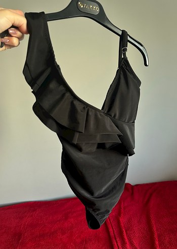 Siyah Fırfırlı Strappy Gotik Mayo - Görsel 3