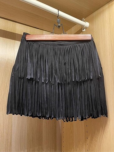 H&M H&M Süet Püsküllü Mini Etek