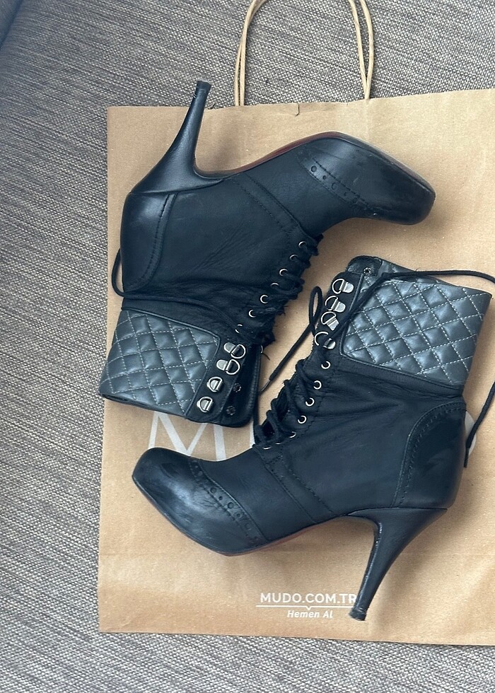 Tergan bot postal bağcıklı - Görsel 2