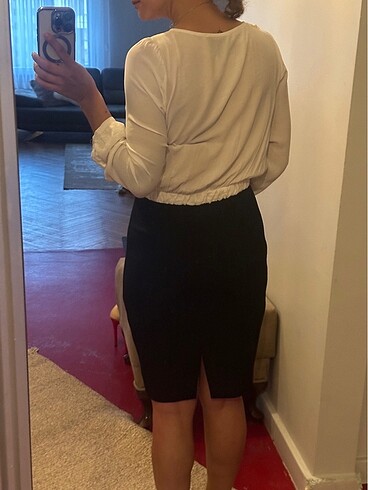 Zara iki renkli kontrast elbise - Görsel 6