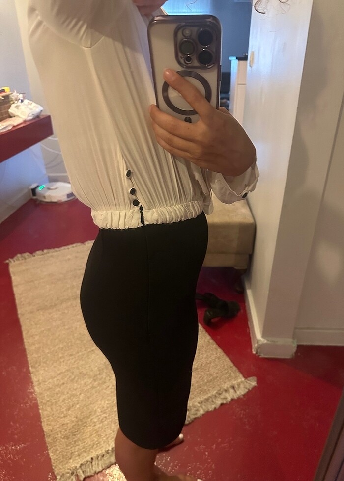 Zara iki renkli kontrast elbise - Görsel 3