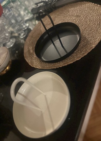 2li set Krem ve siyah Metal takı dekoratif - Görsel 2