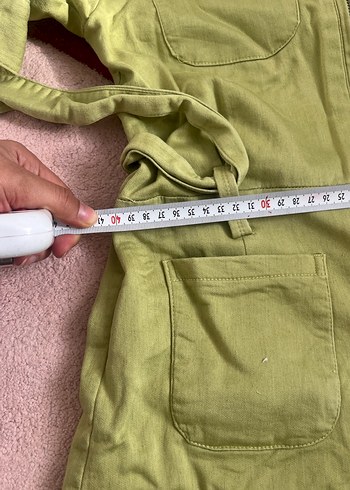 Yeşil Kemerli Keten Kadın Tulum - Görsel 3