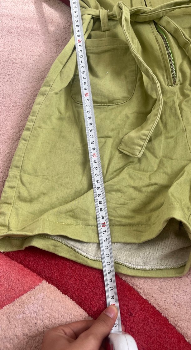 Yeşil Kemerli Keten Kadın Tulum - Görsel 2