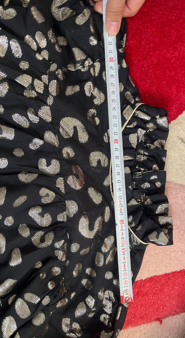 Kız Çocuk Siyah Desenli Fırfırlı Elbise - Görsel 3