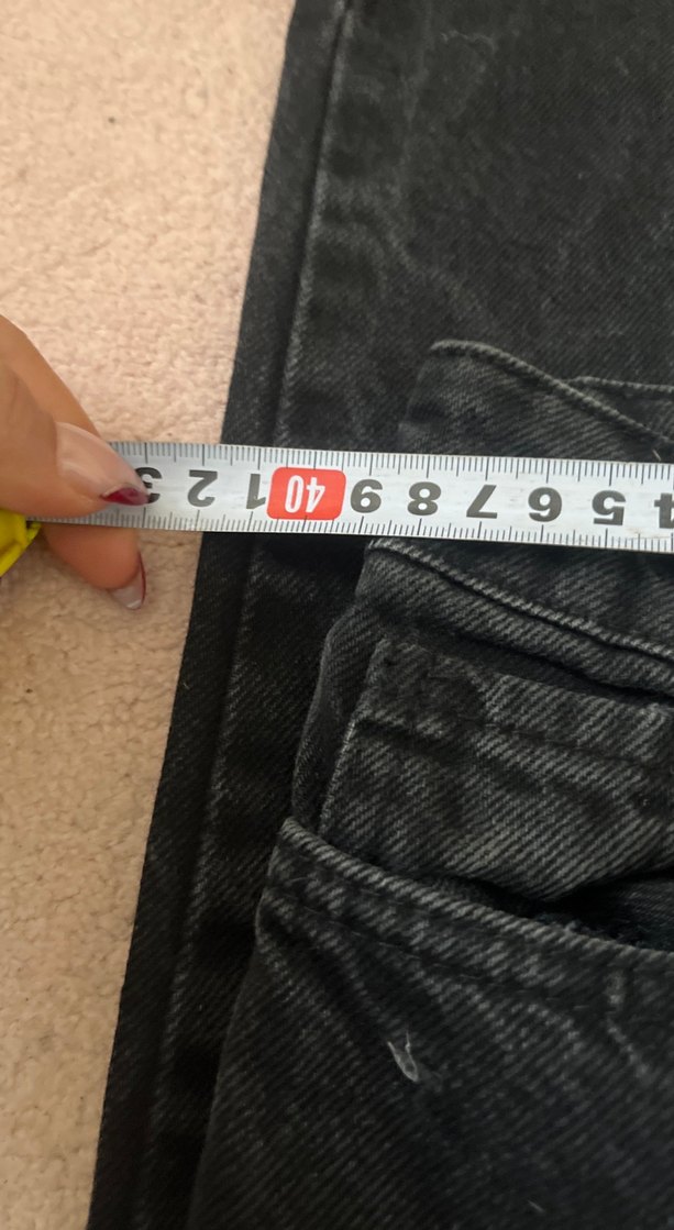 Siyah Bol Kesim Midi Kadın Kot Pantolon - Görsel 4