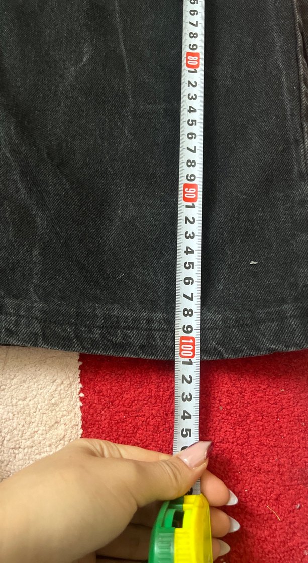 Siyah Bol Kesim Midi Kadın Kot Pantolon - Görsel 2