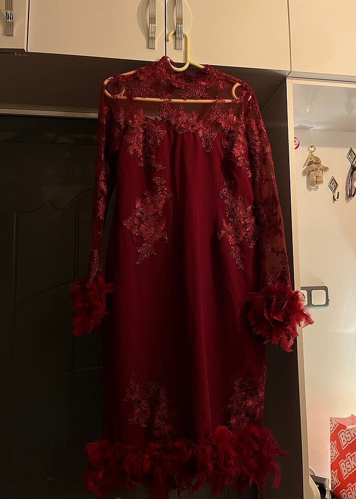 DANTELLİ BORDO ABİYE - Görsel 3