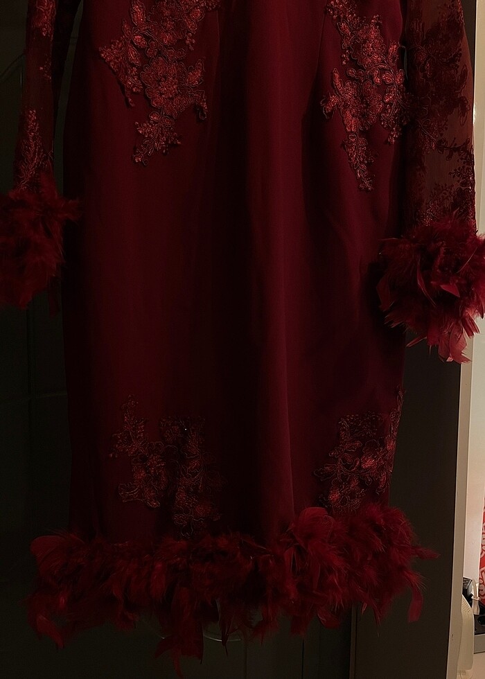 DANTELLİ BORDO ABİYE - Görsel 5