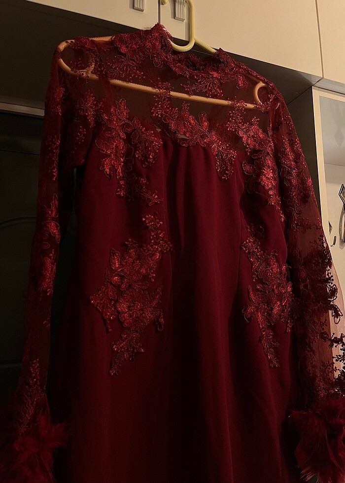 DANTELLİ BORDO ABİYE - Görsel 4