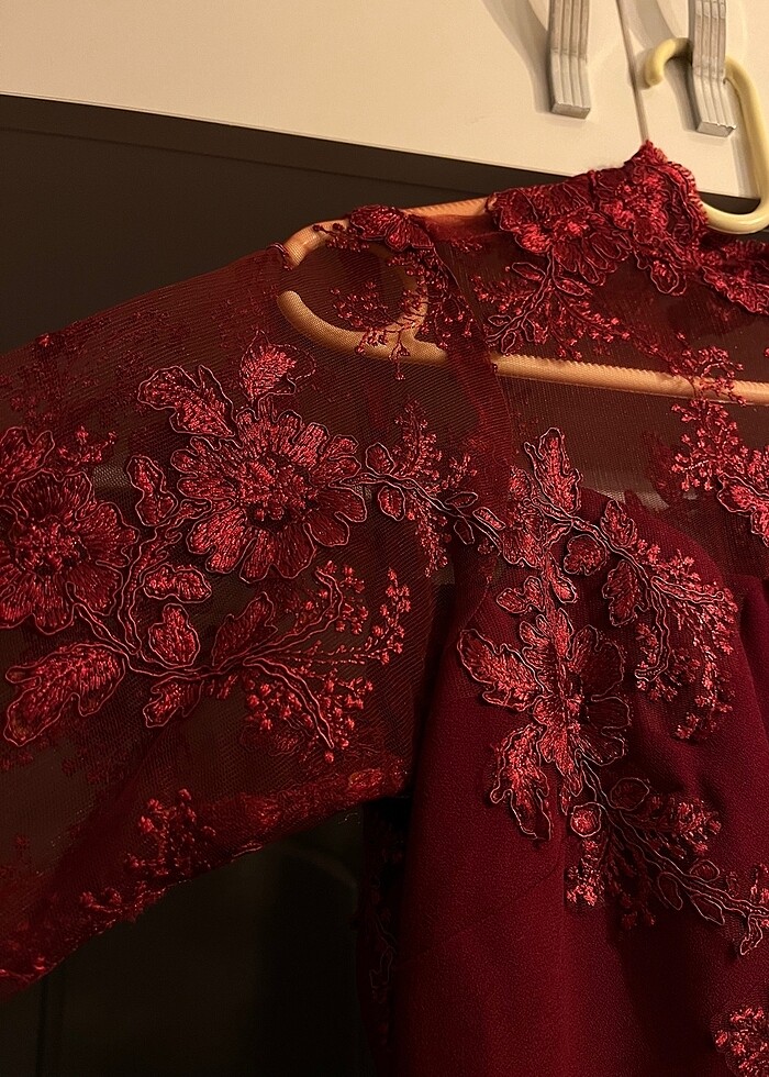 DANTELLİ BORDO ABİYE - Görsel 2