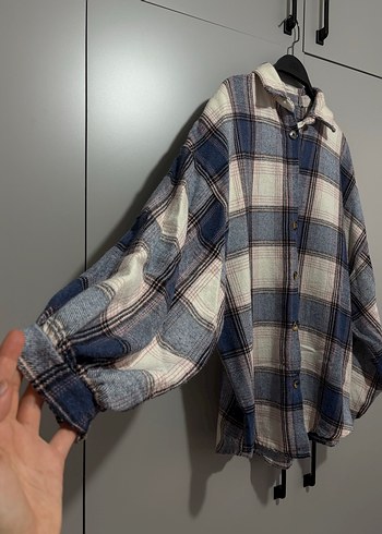 Kadın Gri Kareli Pamuklu Gömlek - Görsel 3