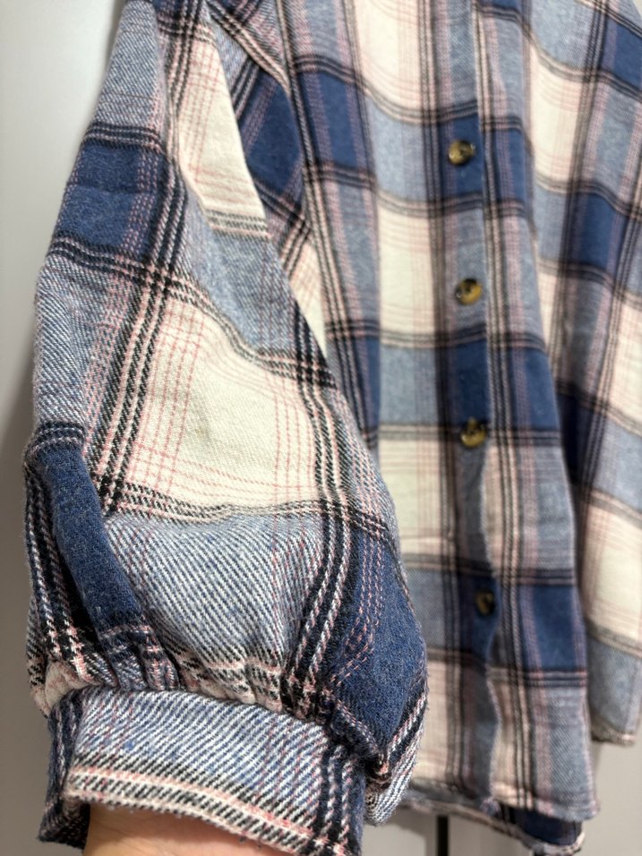 Kadın Gri Kareli Pamuklu Gömlek - Görsel 2