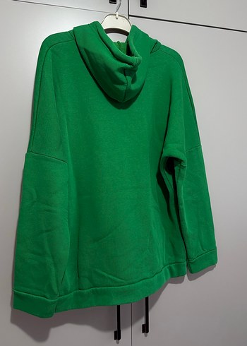 Kadın Yeşil Kapüşonlu Salaş Sweatshirt - Görsel 2