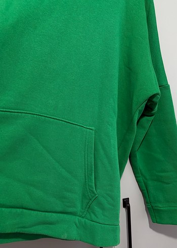 Kadın Yeşil Kapüşonlu Salaş Sweatshirt - Görsel 3