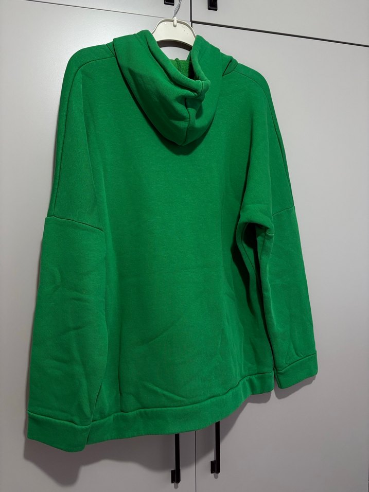 Kadın Yeşil Kapüşonlu Salaş Sweatshirt - Görsel 2