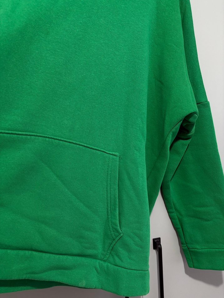 Kadın Yeşil Kapüşonlu Salaş Sweatshirt - Görsel 3