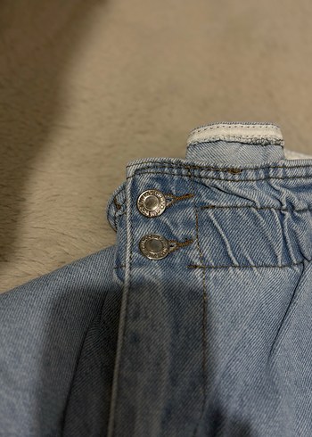 Düğmeli Mavi Bol Kesim Midi Kot Pantolon - Görsel 3