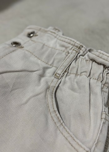 Günlük Bej Keten Salaş Kadın Pantolon - Görsel 2