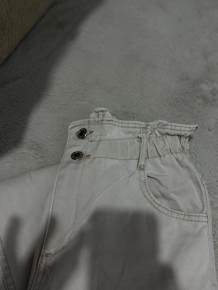 Günlük Bej Keten Salaş Kadın Pantolon - Görsel 3