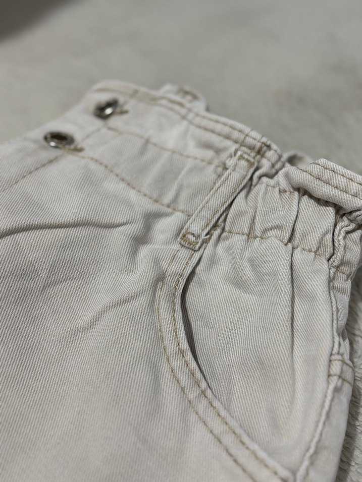 Günlük Bej Keten Salaş Kadın Pantolon - Görsel 2