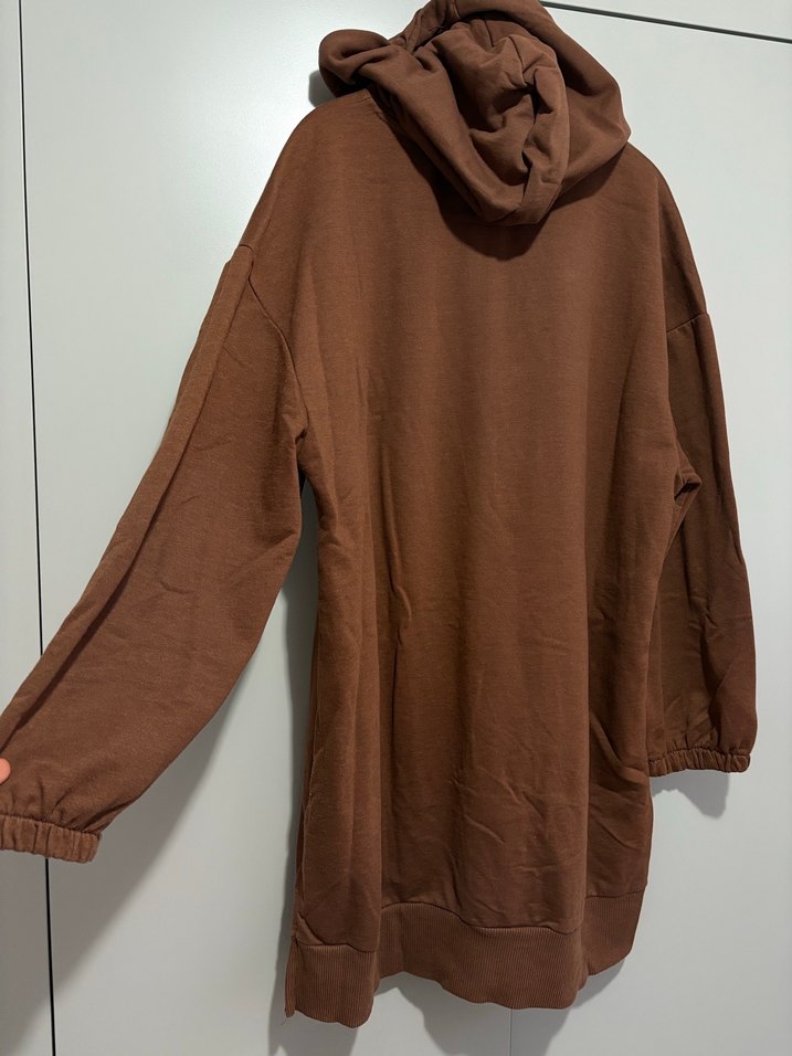 Kahverengi Kapüşonlu Oversize Sweatshirt - Görsel 3