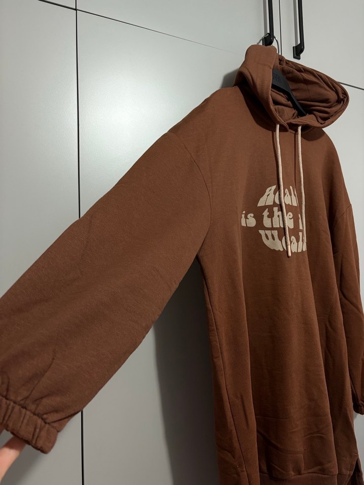 Kahverengi Kapüşonlu Oversize Sweatshirt - Görsel 2